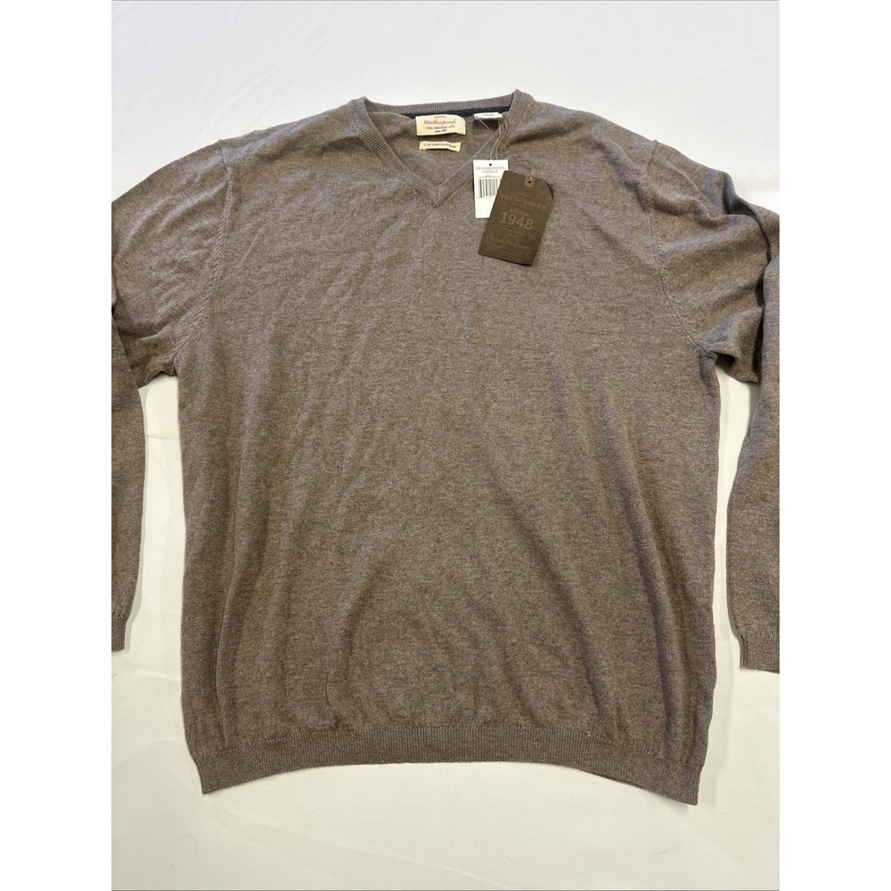 Weatherproof Vintage Men's Cashmere Blend Sweater 2XL Fits XL New Gray Beige